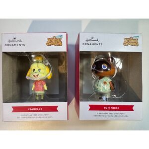 Hallmark Animal Crossing Ornament Set Tom Nook & Isabelle 2 Pc In Box